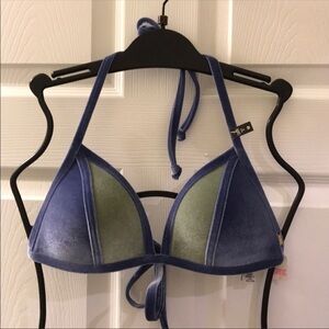 PINK Victoria's Secret Blue and Green Bikini Top